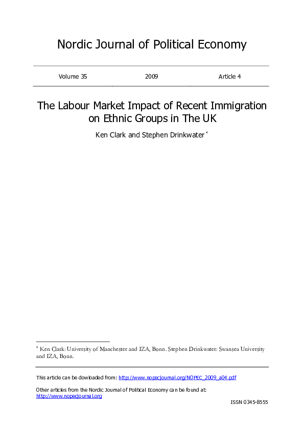 (PDF) The labour market impact of recent immigration on ethnic groups ...