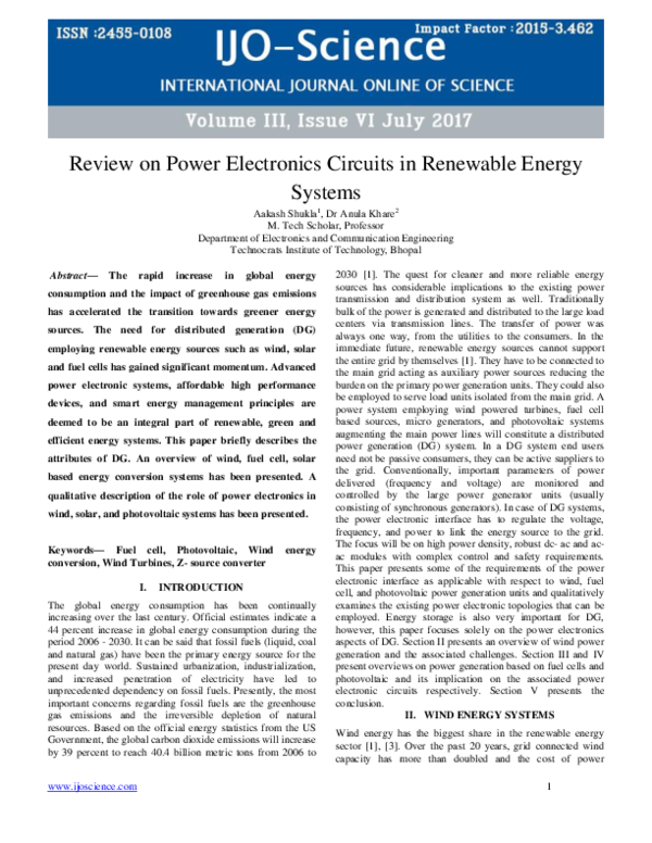(PDF) Review on Power Electronics Circuits in Renewable Energy Systems
