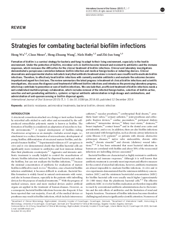 (PDF) Strategies for combating bacterial biofilm infections