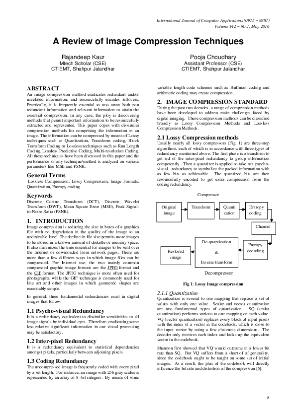 (PDF) A Review of Image Compression Techniques