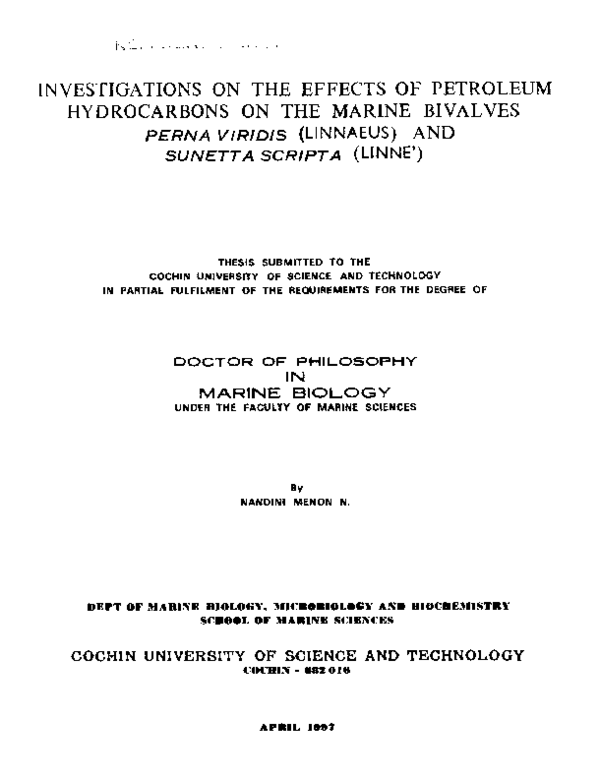 (PDF) Investigations on the Effects of Petroleum Hydrocarbons on the ...