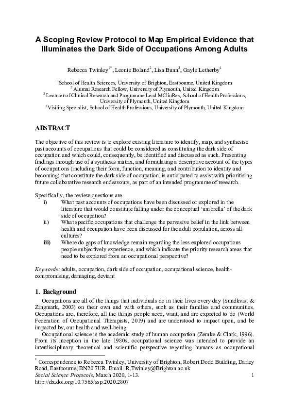 (PDF) A Scoping Review Protocol to Map Empirical Evidence that ...