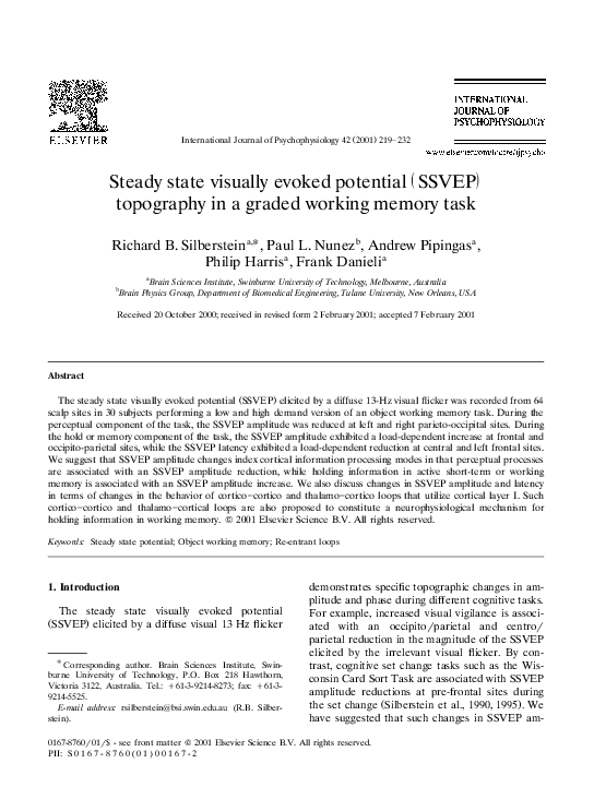 (PDF) Steady state visually evoked potential (SSVEP) topography in a ...