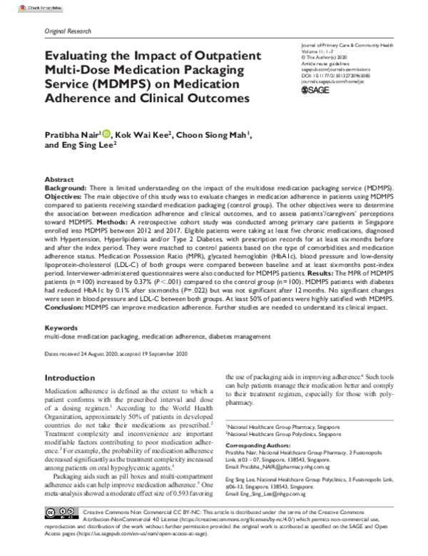 (PDF) Evaluating the Impact of Outpatient Multi-Dose Medication ...
