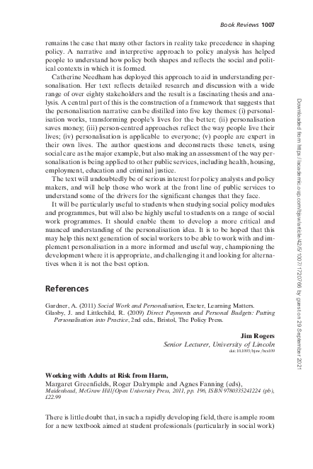 (PDF) Working with Adults at Risk from Harm