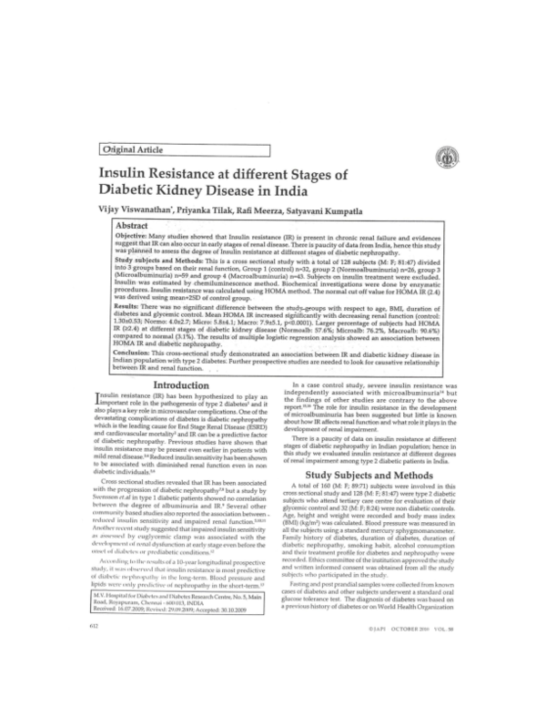 (PDF) Insulin resistance at different stages of diabetic kidney disease ...