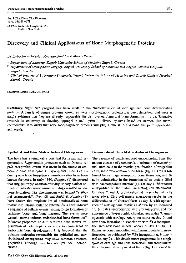 (PDF) Discovery and Clinical Applications of Bone Morphogenetic Proteins