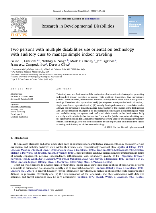 (PDF) Two persons with multiple disabilities use orientation technology ...