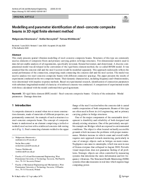 (PDF) Modelling and parameter identification of steel–concrete ...