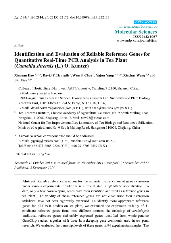 (PDF) Identification and evaluation of reliable reference genes for ...