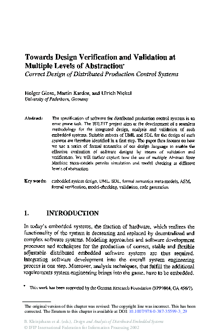 (PDF) Towards Design Verification and Validation at Multiple Levels of ...