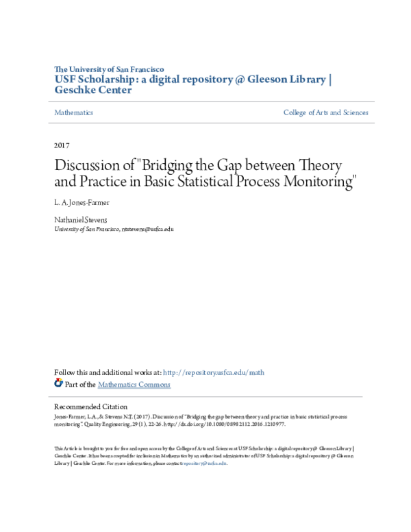 (PDF) Discussion of “Bridging the Gap between Theory and Practice in ...