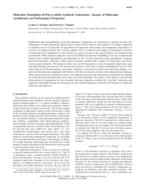 (PDF) Molecular Simulation of Poly-α-olefin Synthetic Lubricants ...