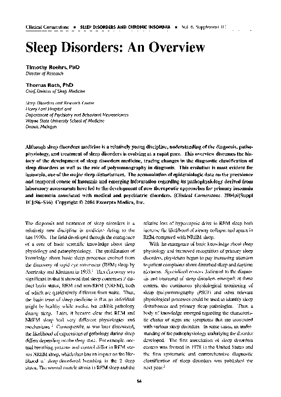 (PDF) Sleep disorders: An overview