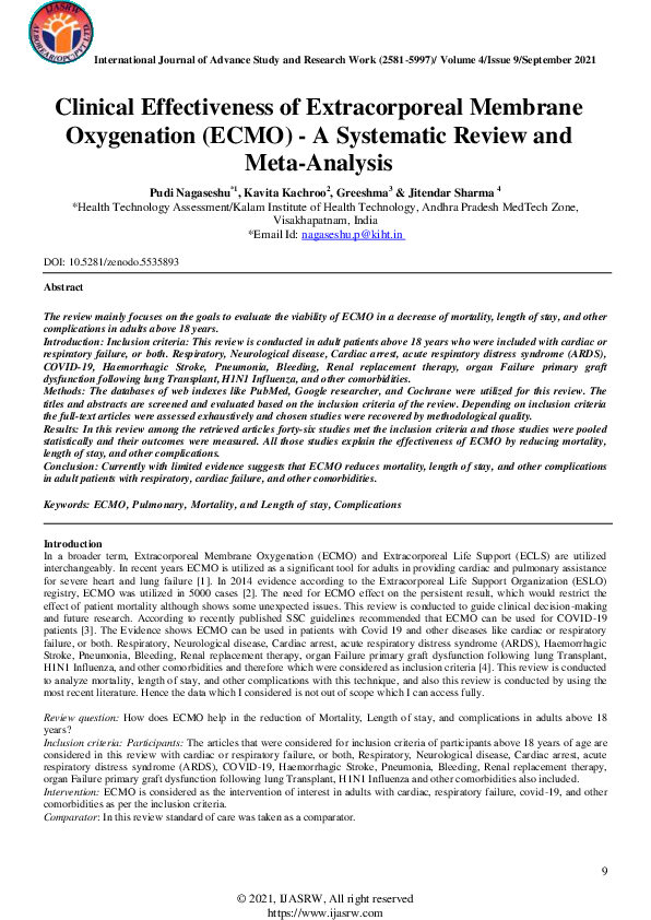 (PDF) Clinical Effectiveness of Extracorporeal Membrane Oxygenation ...