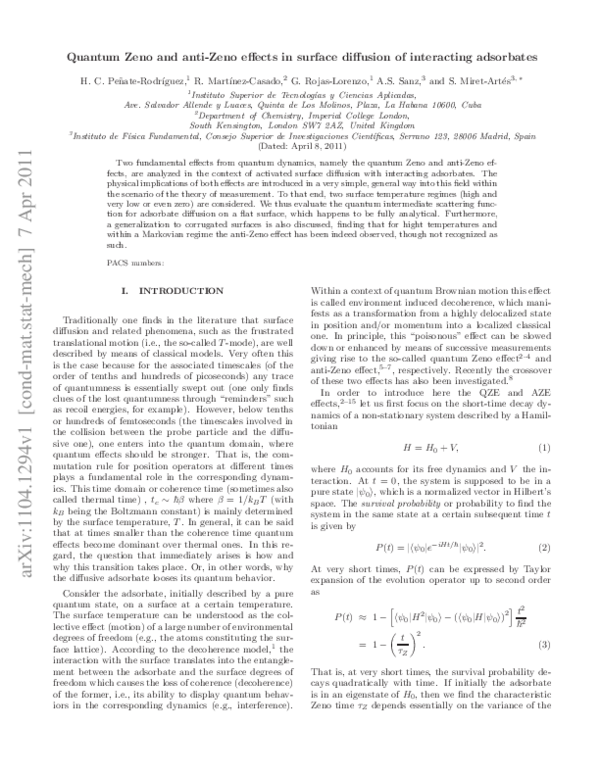 (PDF) Quantum Zeno and anti-Zeno effects in surface diffusion of ...