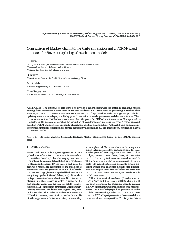 (PDF) Comparison of Markov chain Monte Carlo simulation and a FORM ...