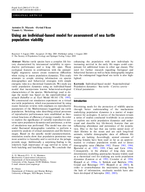 (PDF) Using an individual-based model for assessment of sea turtle ...