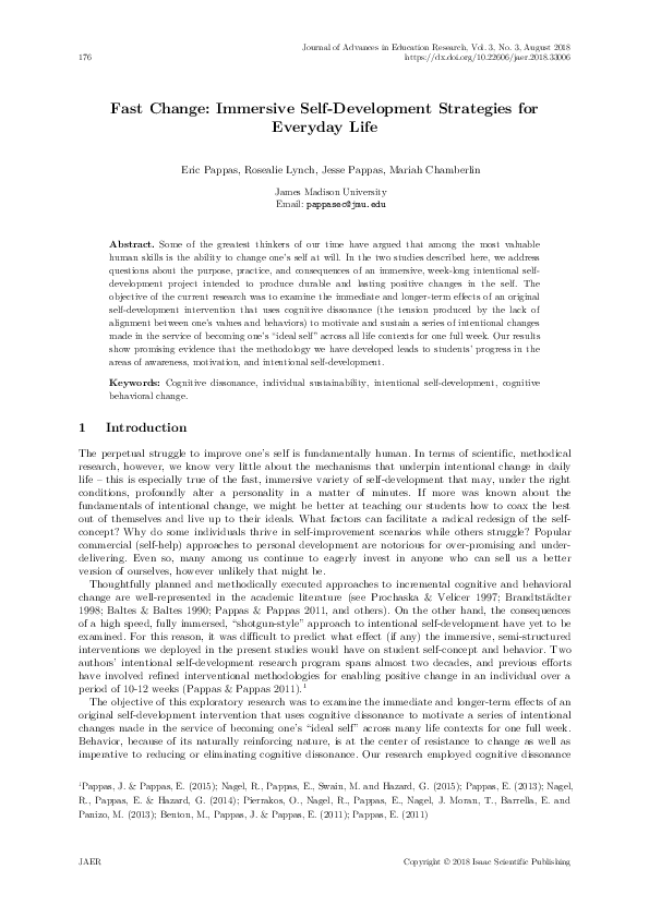 (PDF) Fast Change: Immersive Self-Development Strategies for Everyday Life