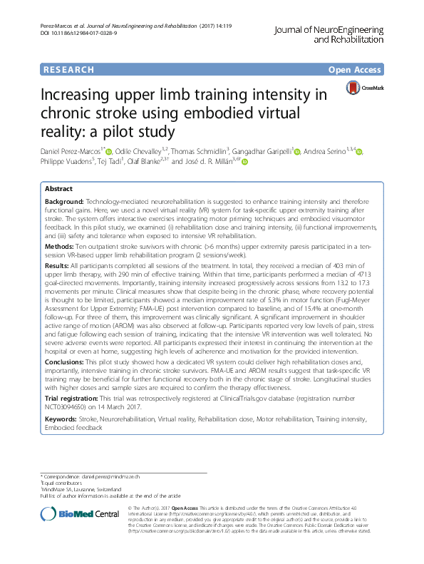 (PDF) Increasing upper limb training intensity in chronic stroke using ...