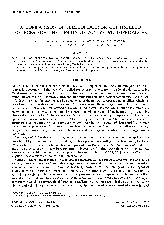 (PDF) A comparison of semiconductor controlled sources for the design ...