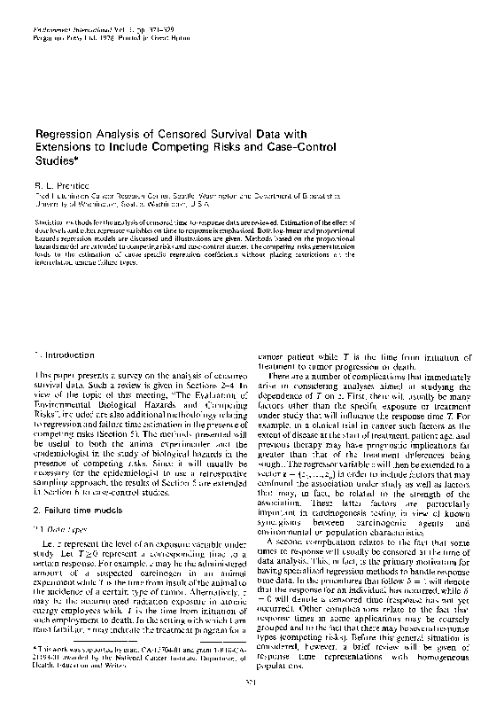 (PDF) Regression analysis of censored survival data with extensions to ...