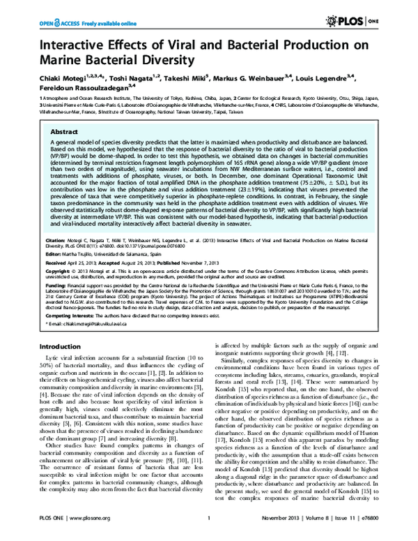 (PDF) Interactive Effects of Viral and Bacterial Production on Marine ...