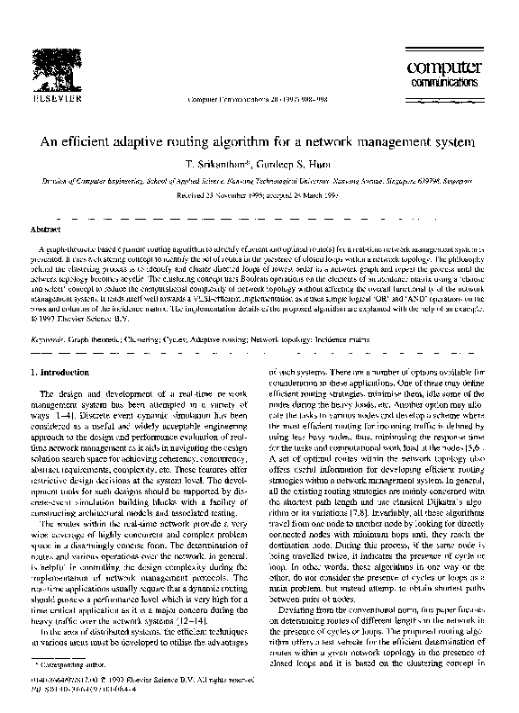 (PDF) An efficient adaptive routing algorithm for a network management ...