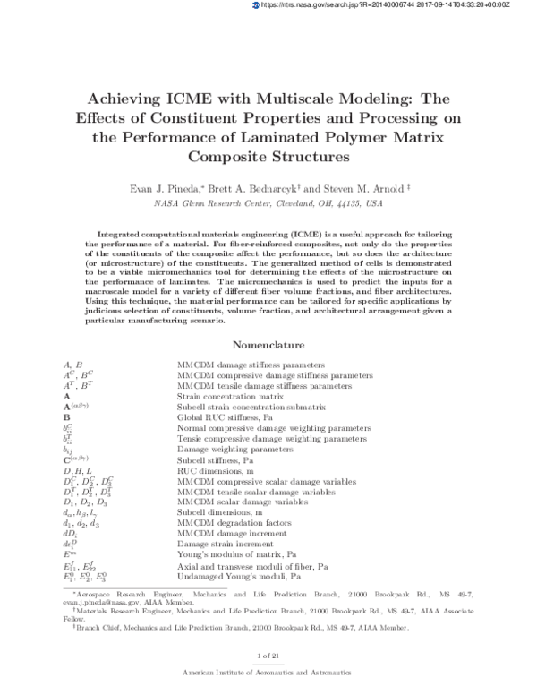 (PDF) Achieving ICME with Multiscale Modeling: The Effects of ...