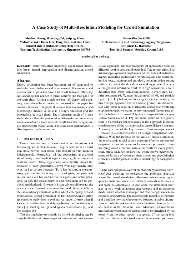 (PDF) A case study of multi-resolution modeling for crowd simulation