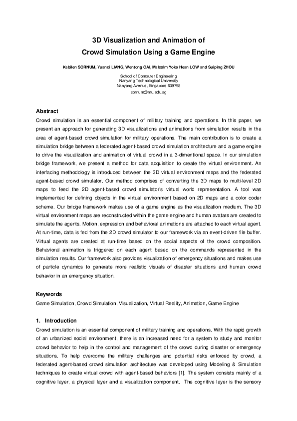 (PDF) 3D visualization and animation of crowd simulation using a game ...