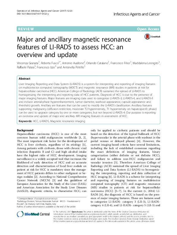 (PDF) Major and ancillary magnetic resonance features of LI-RADS to ...