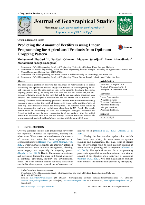 (PDF) Predicting the Amount of Fertilizers using Linear Programming for ...