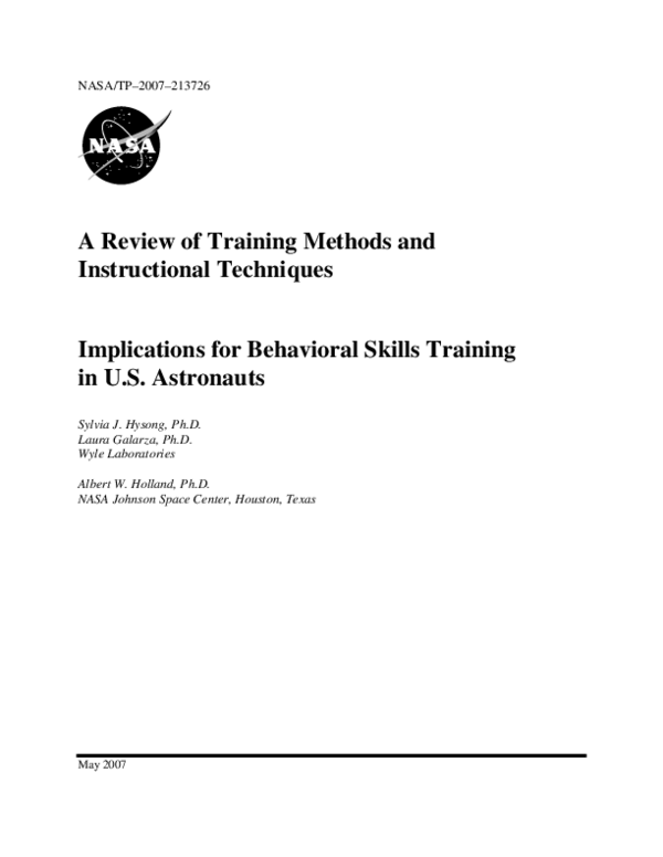 (PDF) A Review of Training Methods and Instructional Techniques