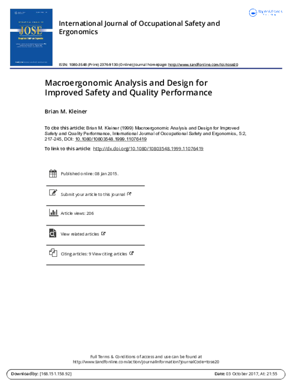 (PDF) Macroergonomic analysis and design for improved safety and ...