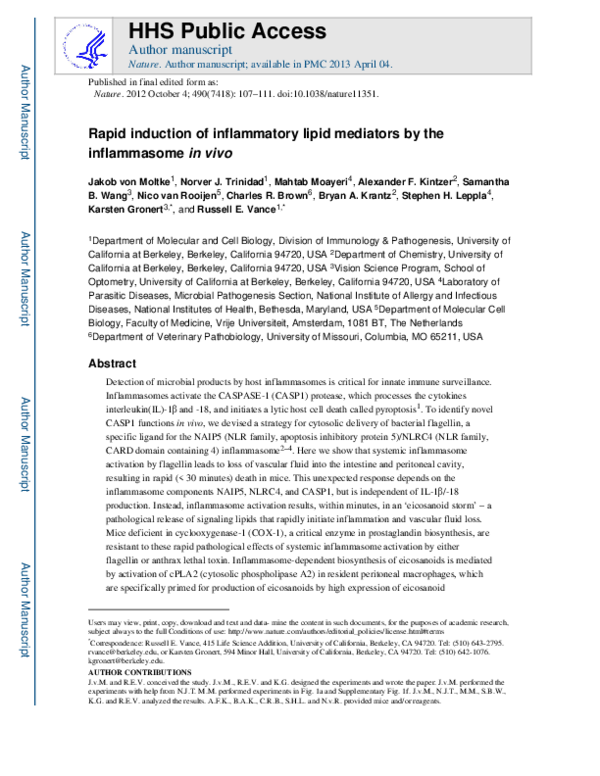 (PDF) Rapid induction of inflammatory lipid mediators by the ...