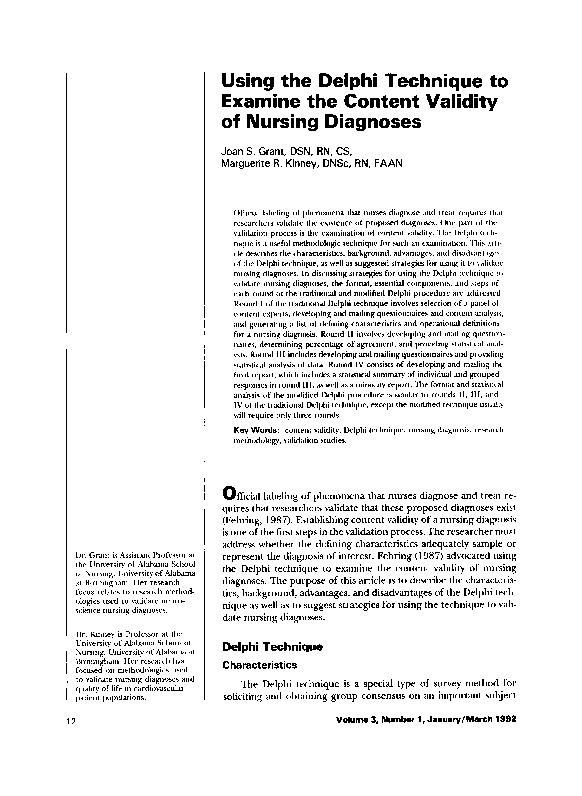 (PDF) Using the Delphi technique to examine the content validity of ...