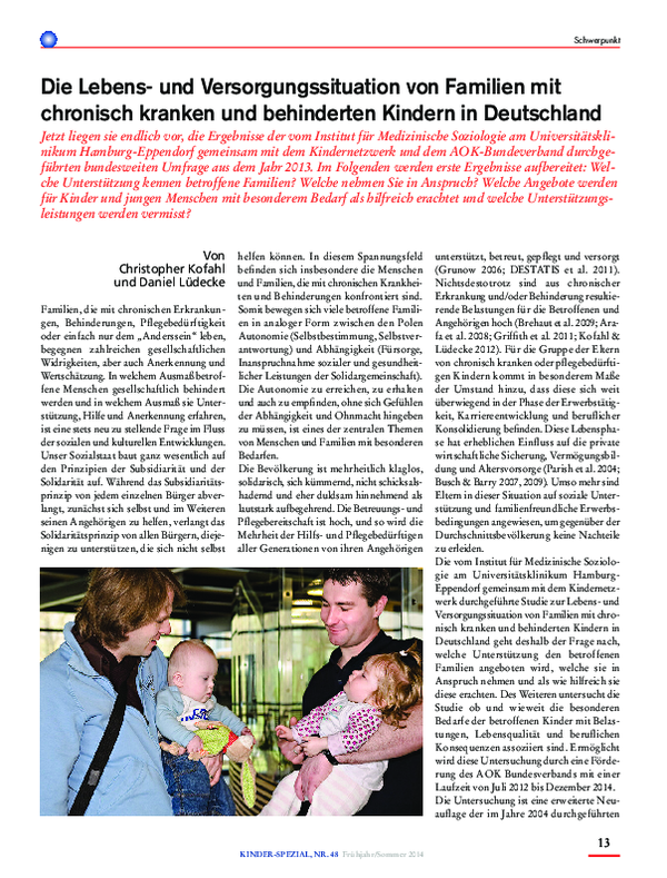 Belastungssituation Von Familien Mit Behinderten Kindern (PDF) Die Lebens- und Versorgungssituation von Familien mit chronisch