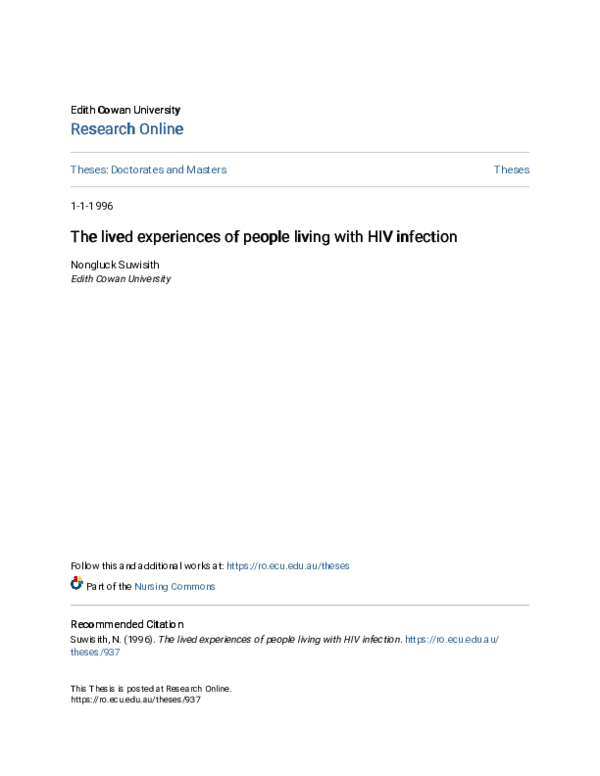 (PDF) The lived experiences of people living with HIV infection