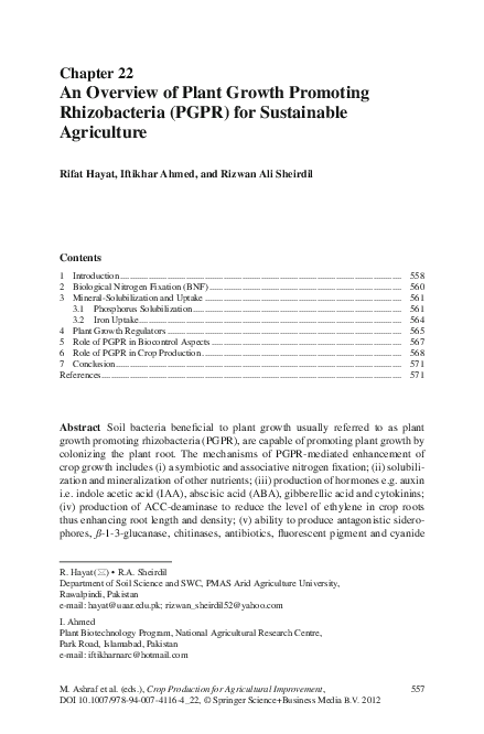 (PDF) An Overview of Plant Growth Promoting Rhizobacteria (PGPR) for ...