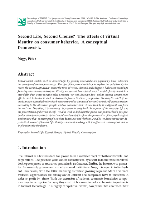 (PDF) Second Life, Second Choice? The effects of virtual identity on ...