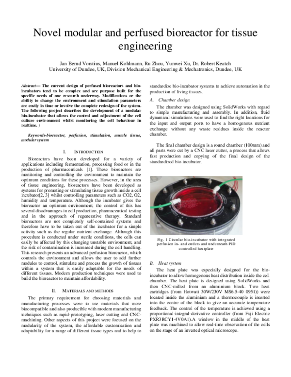 (PDF) Novel modular and perfused bioreactor for tissue engineering ...