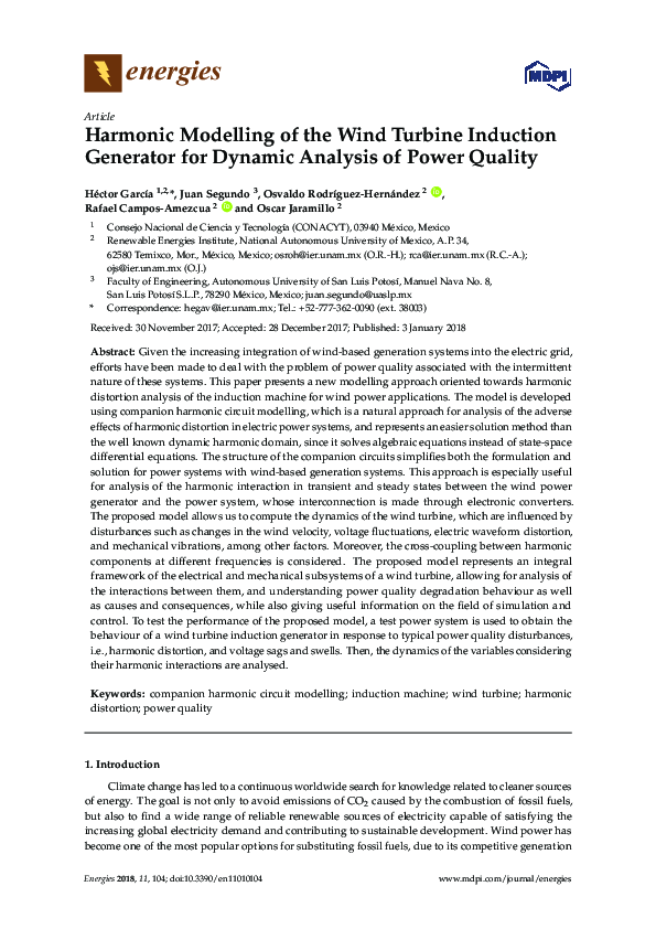 (PDF) Harmonic Modelling of the Wind Turbine Induction Generator for ...