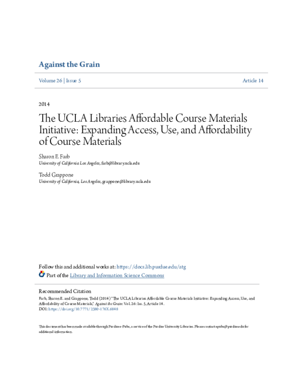 (PDF) The UCLA Libraries Affordable Course Materials Initiative ...