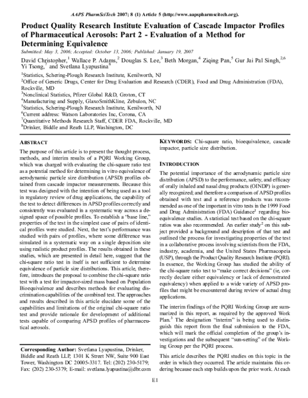 (PDF) Product quality research institute evaluation of cascade impactor ...