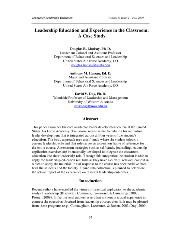 (PDF) Leadership Education and Experience in the Classroom