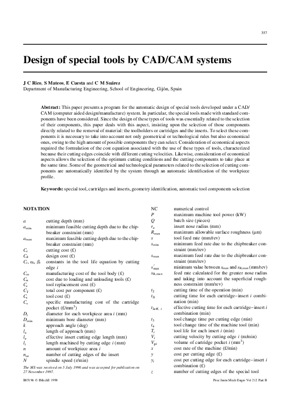 (PDF) Design of special tools by CAD/CAM systems