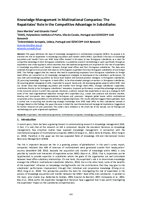 (PDF) Knowledge management in multinational companies: the repatriates ...