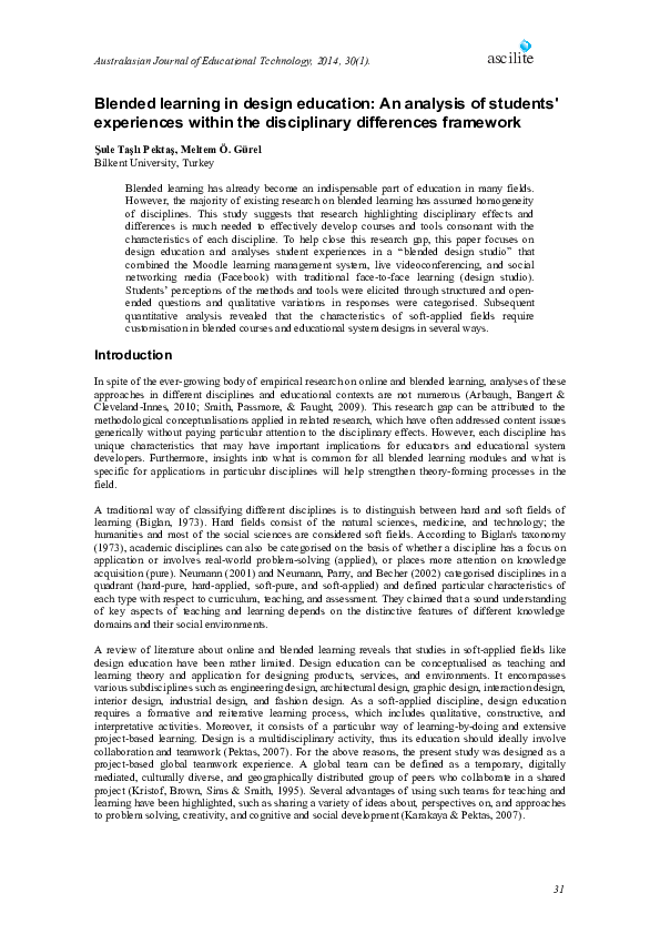 (PDF) Blended learning in design education: An analysis of students ...