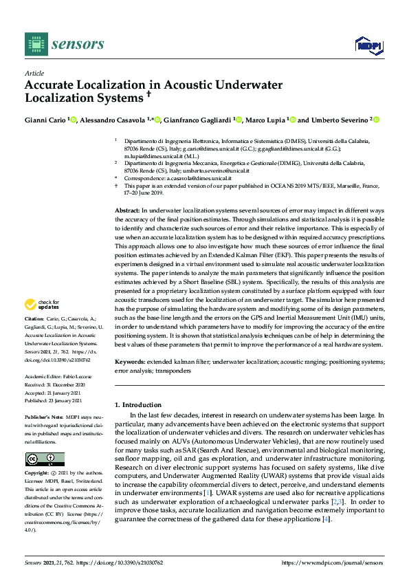 (PDF) Accurate Localization in Acoustic Underwater Localization Systems